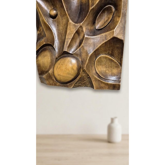 Mid-Century Carved Wood Wall Panel For Sale - Image 6 of 8