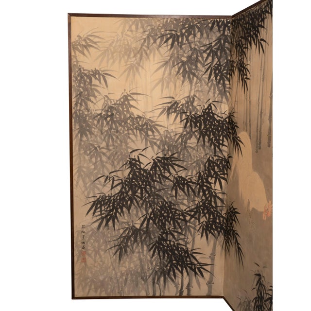 Mid 19th Century Japanese Four Panel Paper Screen - A Pair For Sale - Image 5 of 13