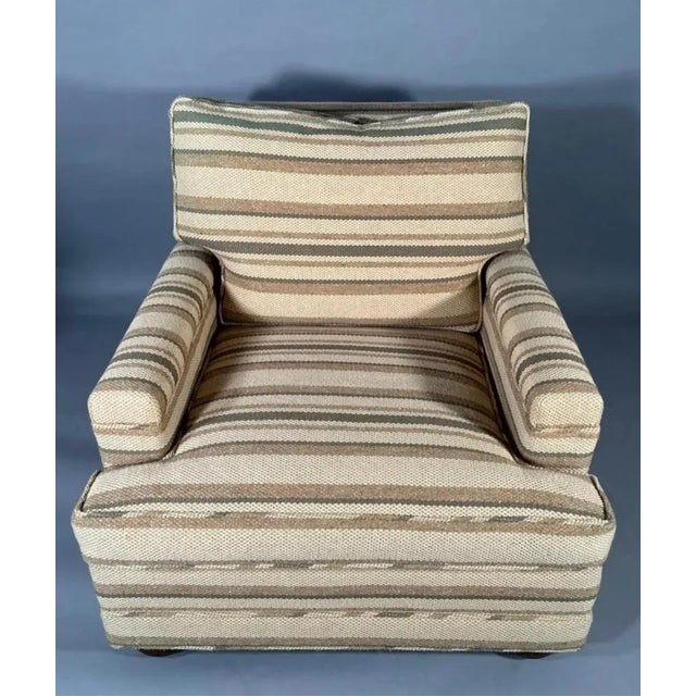 1950s Large Scale Jean Michel Frank Style Upholstered Armchair and Ottoman Circa 1950 For Sale - Image 5 of 8