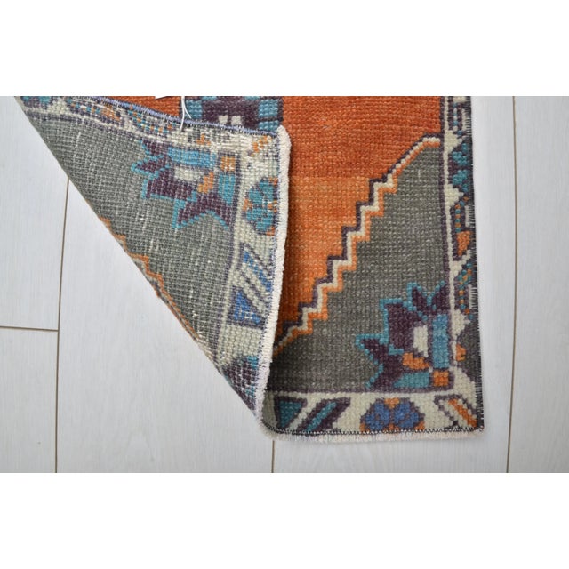 1960s Orange & Gray Modern Designer Small Carpet For Sale - Image 5 of 6