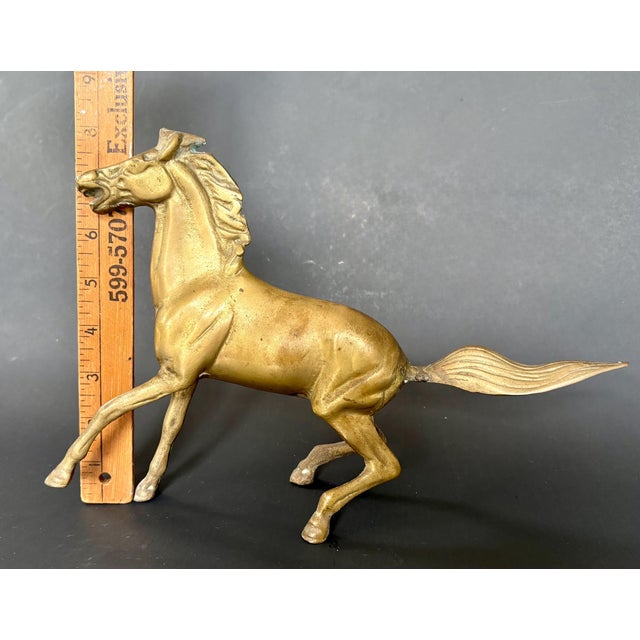 Vintage Brass Horse Sculpture — Large Brass Running Stallion Statue (11" X 8") For Sale - Image 9 of 10