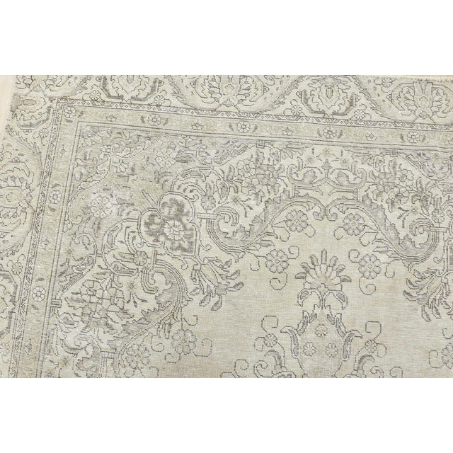 Textile Tabriz Rug 6’11” X 10’1” Beige Wool Vintage Distressed Hand-Knotted Carpet For Sale - Image 7 of 15