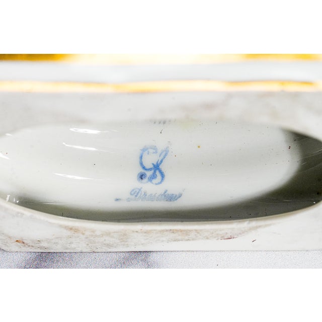 Pair of Hand Painted Antique Blue and Gold Porcelain Covered Urns For Sale - Image 18 of 18