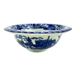 Antique Staffordshire Blue & White Transferware Bowl With Landscape