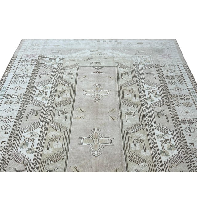 Vintage Turkish Hand Knotted Wool Rug 6’6” X 9’9” For Sale - Image 4 of 5