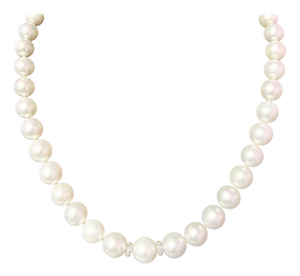 Natural South Sea Pearl Diamond Necklace 14k W Gold Certified