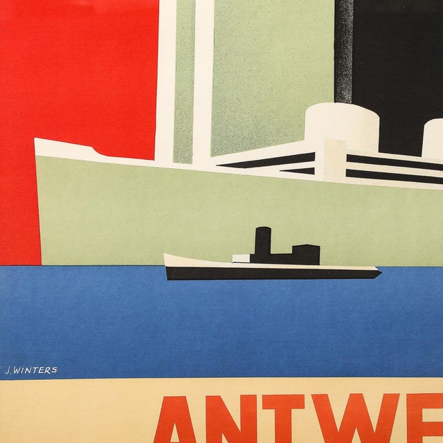 Art Deco Lithograph Poster "Antwerp" World Port- Art City by Jozef Winters For Sale - Image 11 of 14