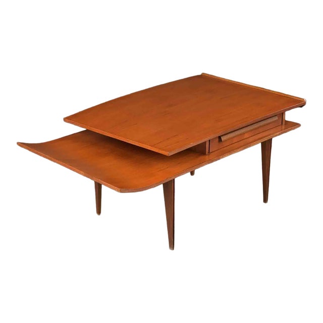 Mid-Century Italian Walnut Two-Tier Coffee Table For Sale