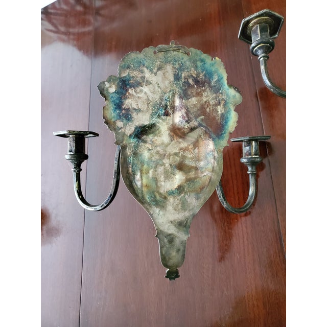 Silver Antique Hallmarked Royal Crest Crown Pair Sconces For Sale - Image 8 of 11