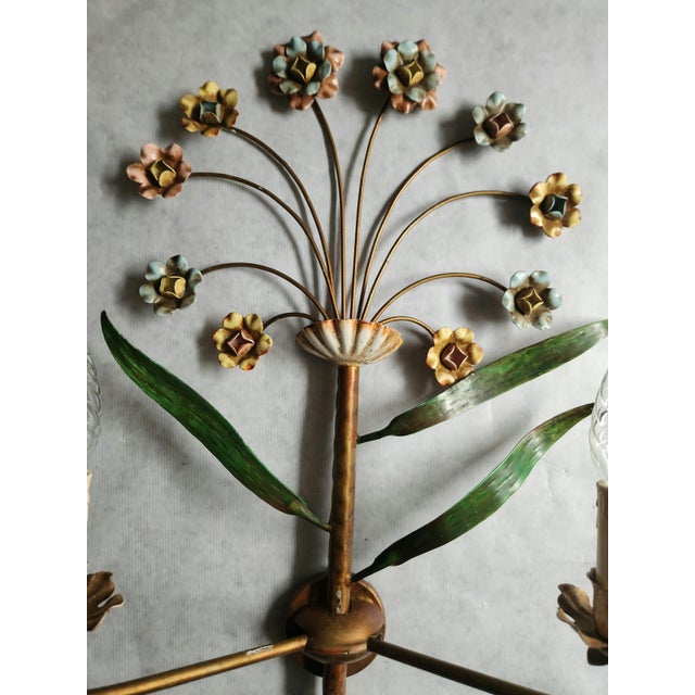 Hand-Forged and Hand-Painted Florentine Wall Light, 1950s For Sale - Image 14 of 18
