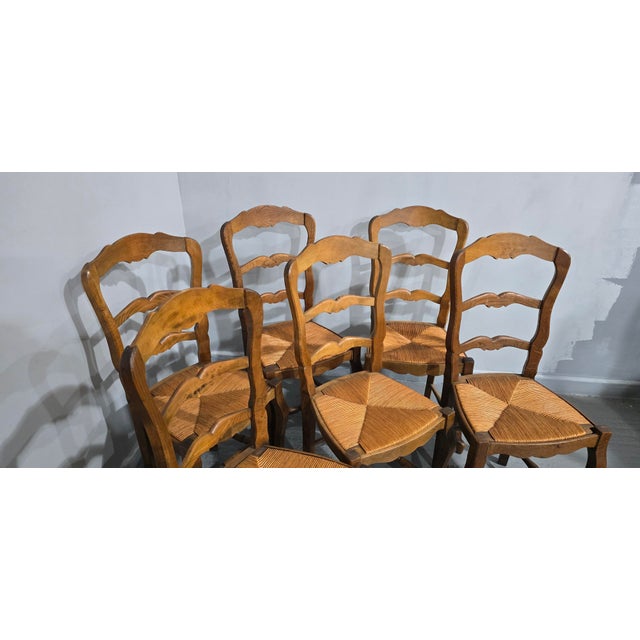 Wood French Rustic Farmhouse Dining Chairs, 1900, Set of 6 For Sale - Image 7 of 11