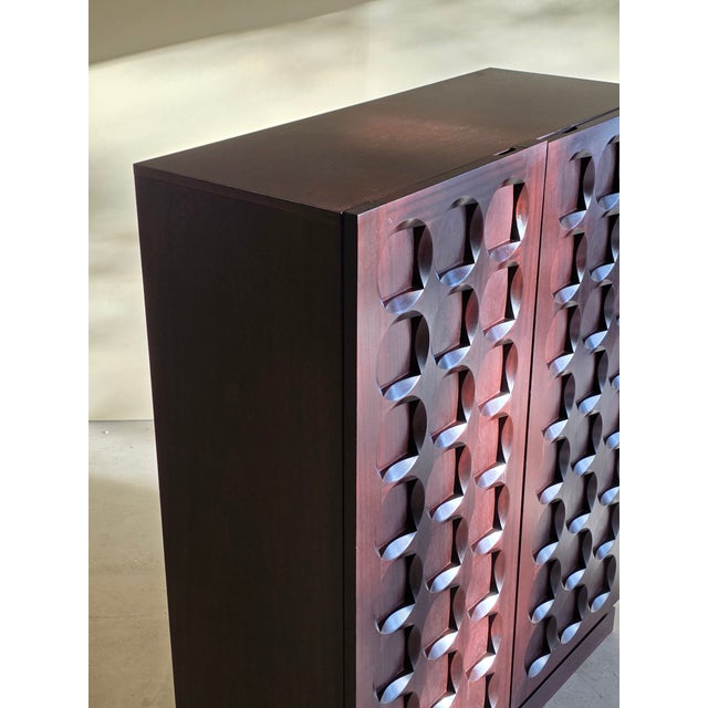 Brutalist Mahogany Bar Cabinet from Defour, Belgium, 1970s For Sale - Image 16 of 16