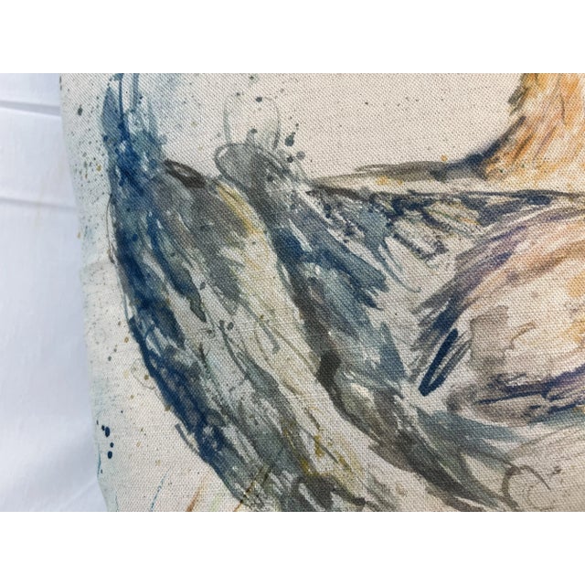 16" Square Decorative Toss Pillow Embellished With a Pair of Strutting Hens/Chickens in the Grass - Made in the U K For Sale In Dallas - Image 6 of 11