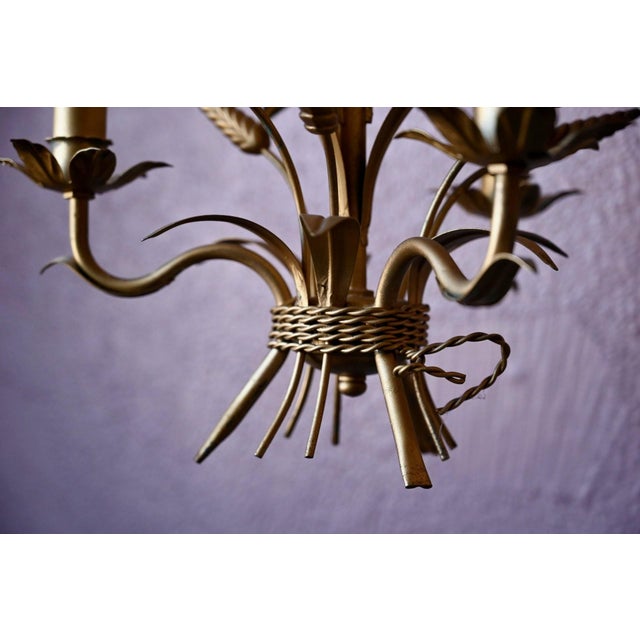 Vintage Hollywood Regency Gold Metal Chandelier, 1970s For Sale - Image 13 of 16