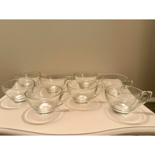 Transparent Indiana Glass Snowflake Plates and Teacups - Set of 8 For Sale - Image 8 of 9