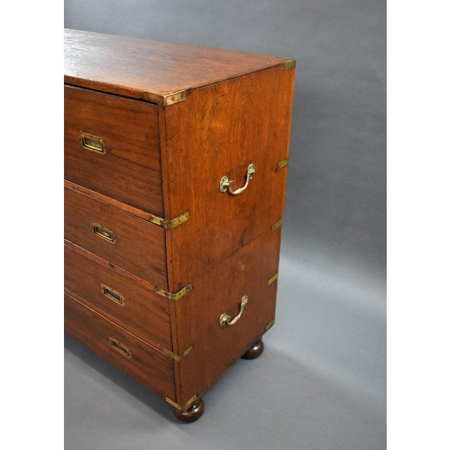 Brown Victorian Teak Campaign Chest, 1870 For Sale - Image 8 of 12