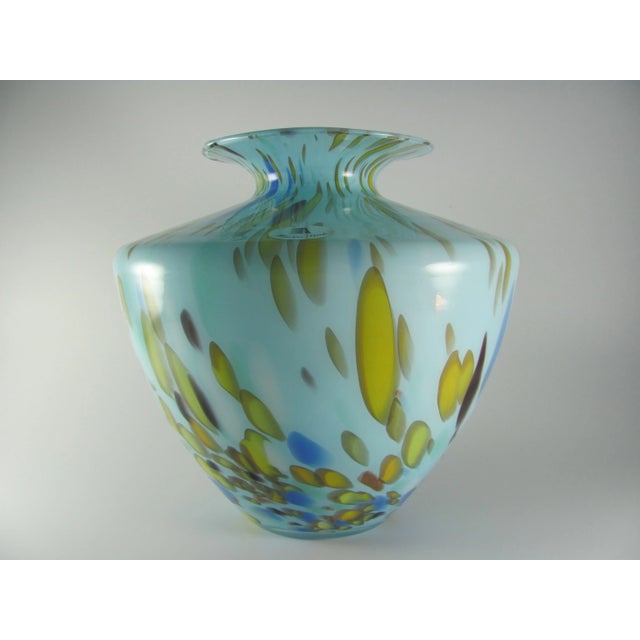 Stunning Italian hand made cased glass vase with scattered accents of Copper Frit No chips nor any cracks Weighs just shy...