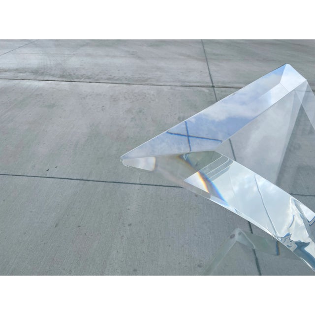 1970s Vintage Lucite "Butterfly" Console Table Base Styled After Lion in Frost For Sale - Image 12 of 13