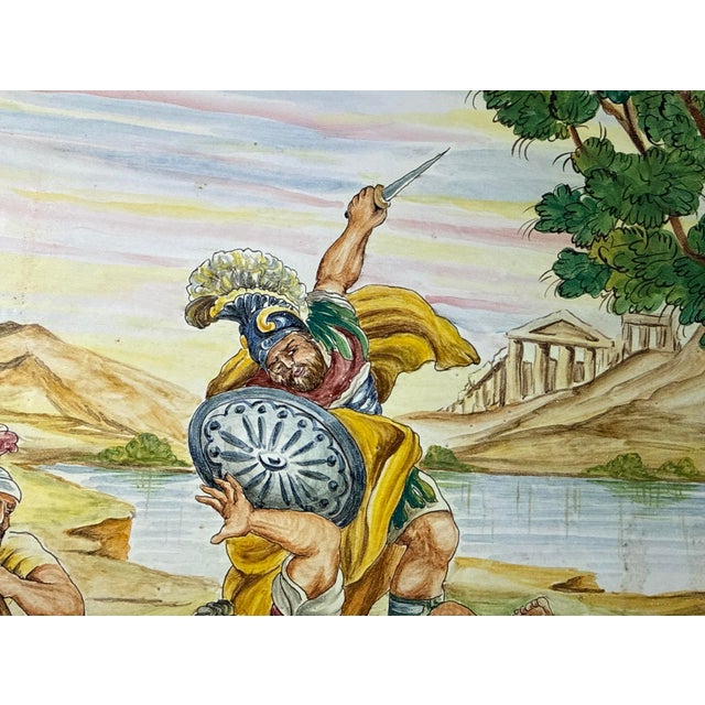 Large Vintage Hand Painted Italian Majolica Pottery Charger Dish Plate 20 Inches For Sale - Image 9 of 12