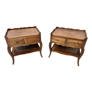Louis XV Style Bedside Tables in Walnut, Set of 2 For Sale