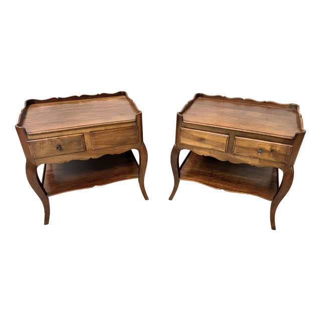 Louis XV Style Bedside Tables in Walnut, Set of 2 For Sale