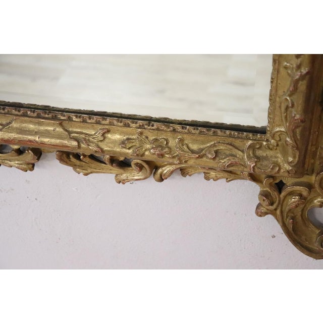 Carved and Gilded Wood Wall Mirror, Early 20th Century For Sale - Image 5 of 14