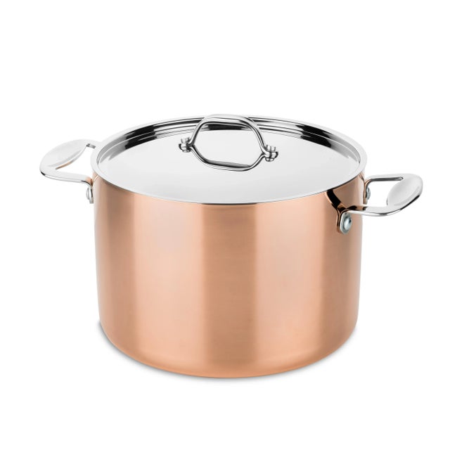 Contemporary Mepra Toscana 8" 18/10 Stainless Steel and Copper Finish Stock Pot For Sale - Image 3 of 3
