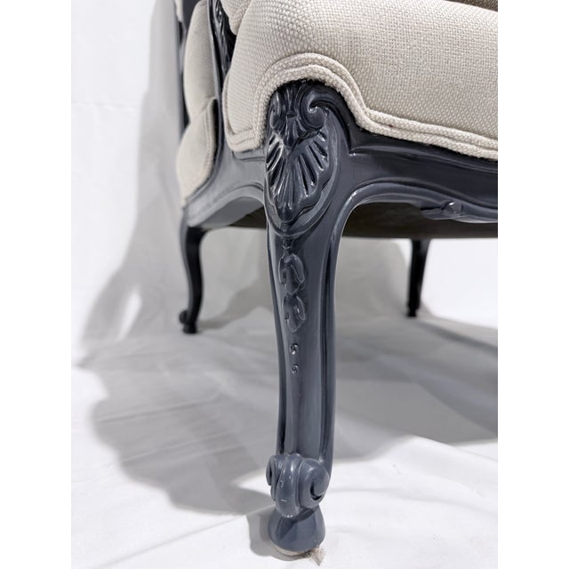 Custom French Bergère Lounge Chairs With Ottoman For Sale - Image 10 of 12