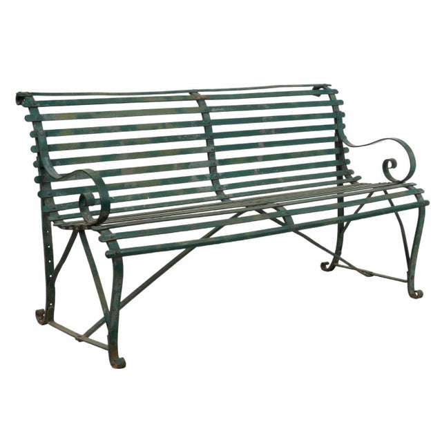 Mid 20th Century Hannecke Company Green Iron Garden Bench For Sale - Image 5 of 9