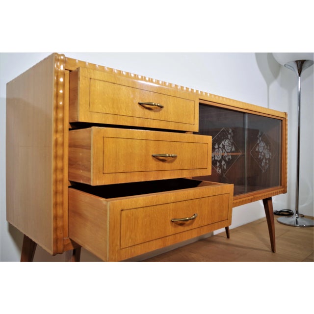 Table, Chairs & Sideboard in Wood, 1940s, Set of 9 For Sale - Image 16 of 18