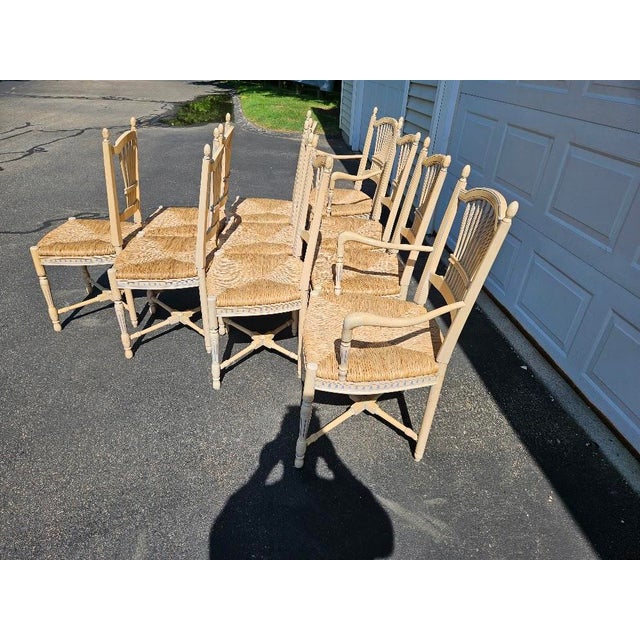 Vintage French Wheat-Sheaf Dining Chairs With Rush Seats - Set of 10 For Sale - Image 13 of 18