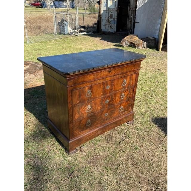Louis Philippe 19th Century Louis Philippe Flam Mahogany Marble Top Chest of Drawer / Commodes For Sale - Image 4 of 16