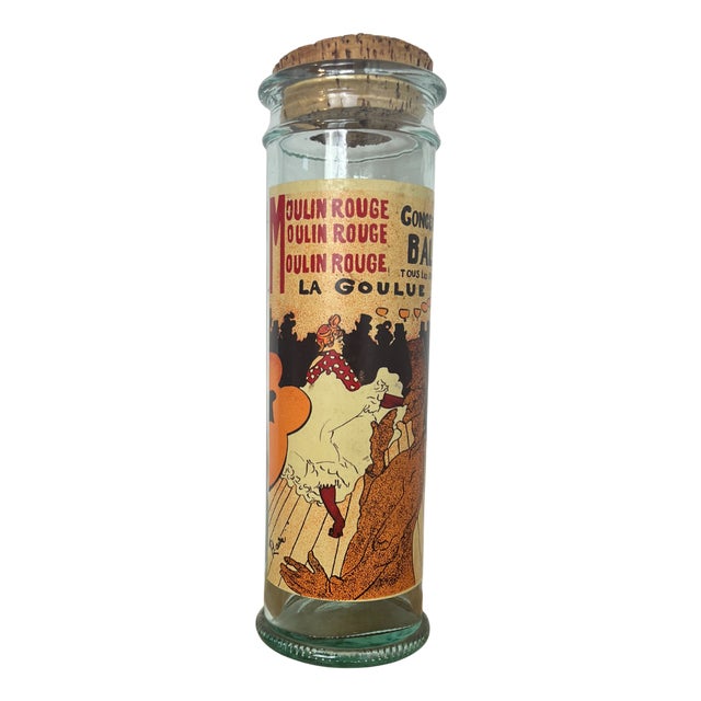 Vintage French Art Nouveau Style Pasta Jar with Moulin Rouge by Henri de Toulouse-Lautrec Motif, 1960s For Sale