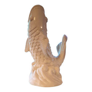 Lively, Leaping Koi Asian Style Decor Blanc De Chine FSH Chinoiserie Statue Vase