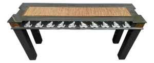 1970's Black Lacquer Console W Silver Leafed Frogs and Copper Corners