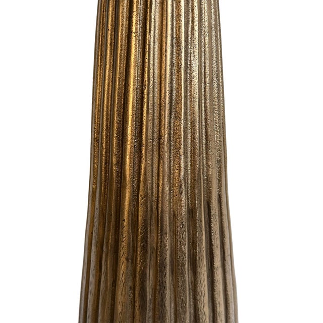 Small Marble Fluted Brass Side Table For Sale In Los Angeles - Image 6 of 9