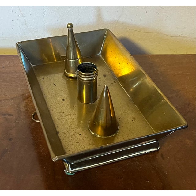 Antique 19th Century American Brass Rectangular Candle Stick Holder With Snuffer For Sale In New York - Image 6 of 15