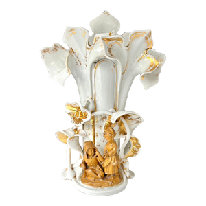 Large Old Paris Antique Porcelain Figural Spill Vase