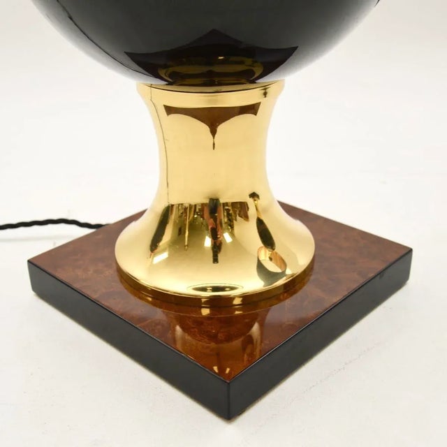 Vintage Italian Walnut and Brass Table Lamps, 1970, Set of 2 For Sale - Image 9 of 10
