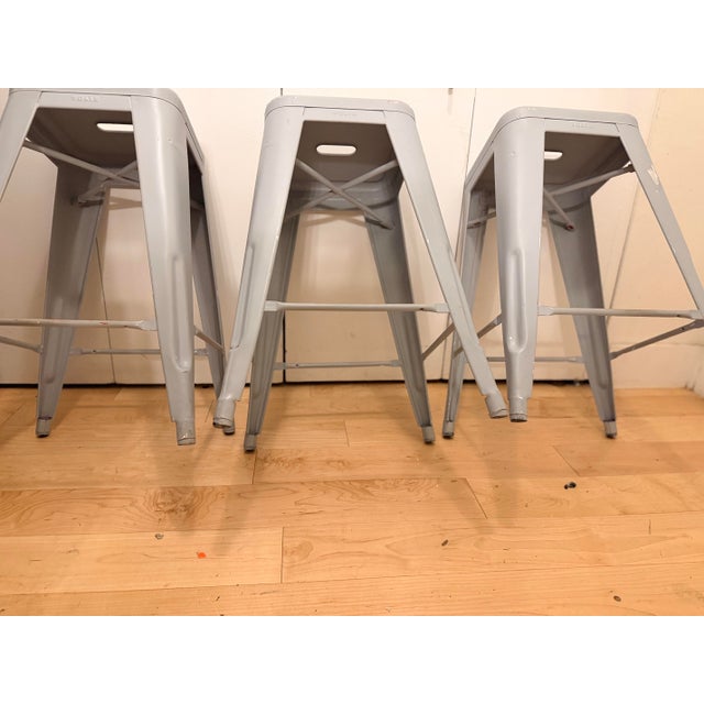Tolix Marais H65 Steel Counter Stools by Xavier Pauchard, Set of 3 For Sale - Image 12 of 12
