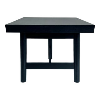 Christian Liaigre Wire Brushed Oak 3-Leg Signed Side Table, Square Ebonized For Sale
