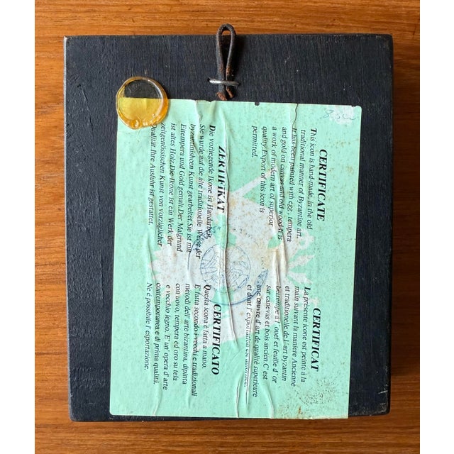 Gold Traditional Byzantine Hand Painted Orthodox Icon on Wood For Sale - Image 8 of 9