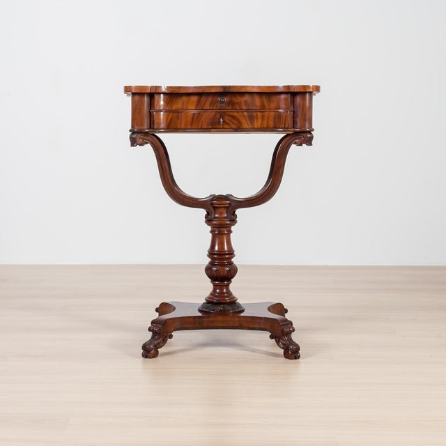 Antique English Mahogany Worktable, 1800s For Sale - Image 3 of 14
