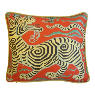 Clarence House Tibet Dragon Chinoiserie Asian Feather/Down Pillow 17" X 14" For Sale