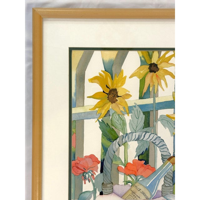 Original Signed and Framed Watercolor Painting 'Afternoon Cabernet' by Lorraine Schellinger C1990's For Sale - Image 4 of 15