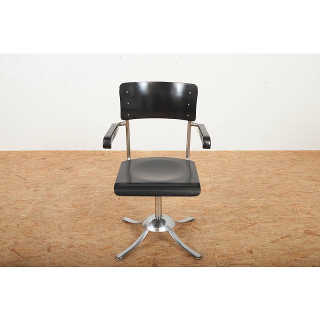 Metal Swivel Desk Chair with Molded Plywood Seat and Back by Rudolf Vichr for Vichr a Spol, Prague, Former Czechoslovakia,...