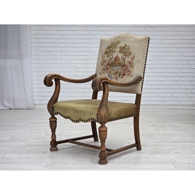 Vintage Danish Highback Armchair in Hand Woven Wool, 1950s For Sale - Image 16 of 18