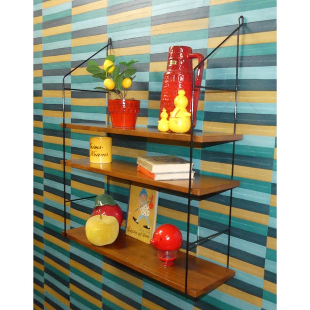 Mid-Century Modern Vintage String Shelf in Walnut, 1960s For Sale - Image 3 of 12