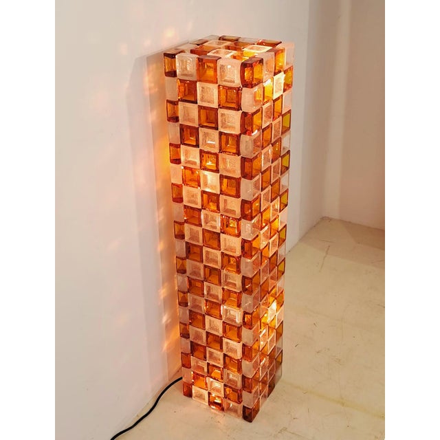 Floor Lamp in Amber and Crystal Pulegoso Glass by Poliarte, Italy, 1970s For Sale - Image 12 of 14