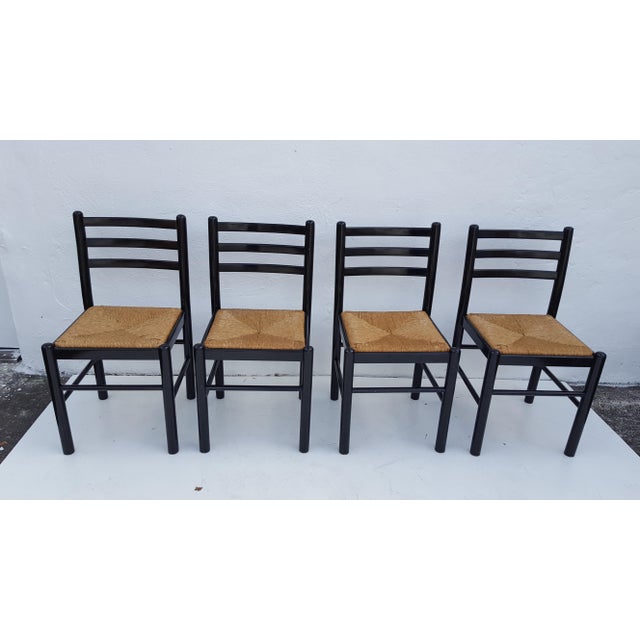 Italian Ladder Back Woven Rush Seats Dining Chairs Set Of 4 Chairish